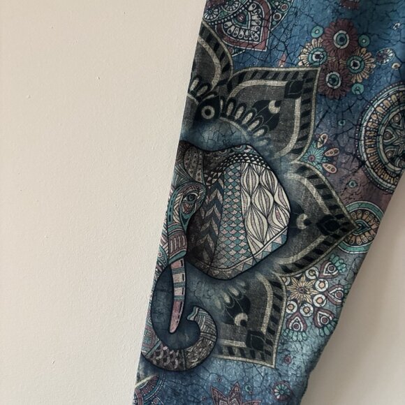 Evolution and Creation Yoga Leggings Size M Boho Hippie Floral Elephant Nature - Picture 9 of 16